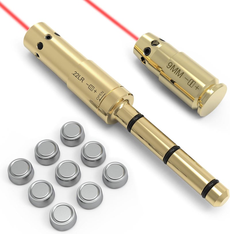 StrongTools BoreSighter for 22LR/223/9MM/7.62X39MM/30-30/30-06/.25/270/243/308/7MM/ 45ACP Colt Caliber Rifle Scope Handgun Brass Red Dot Boresight Kit for Hunting with AG3 Batteries (Special, Bullet Type) - Image 1